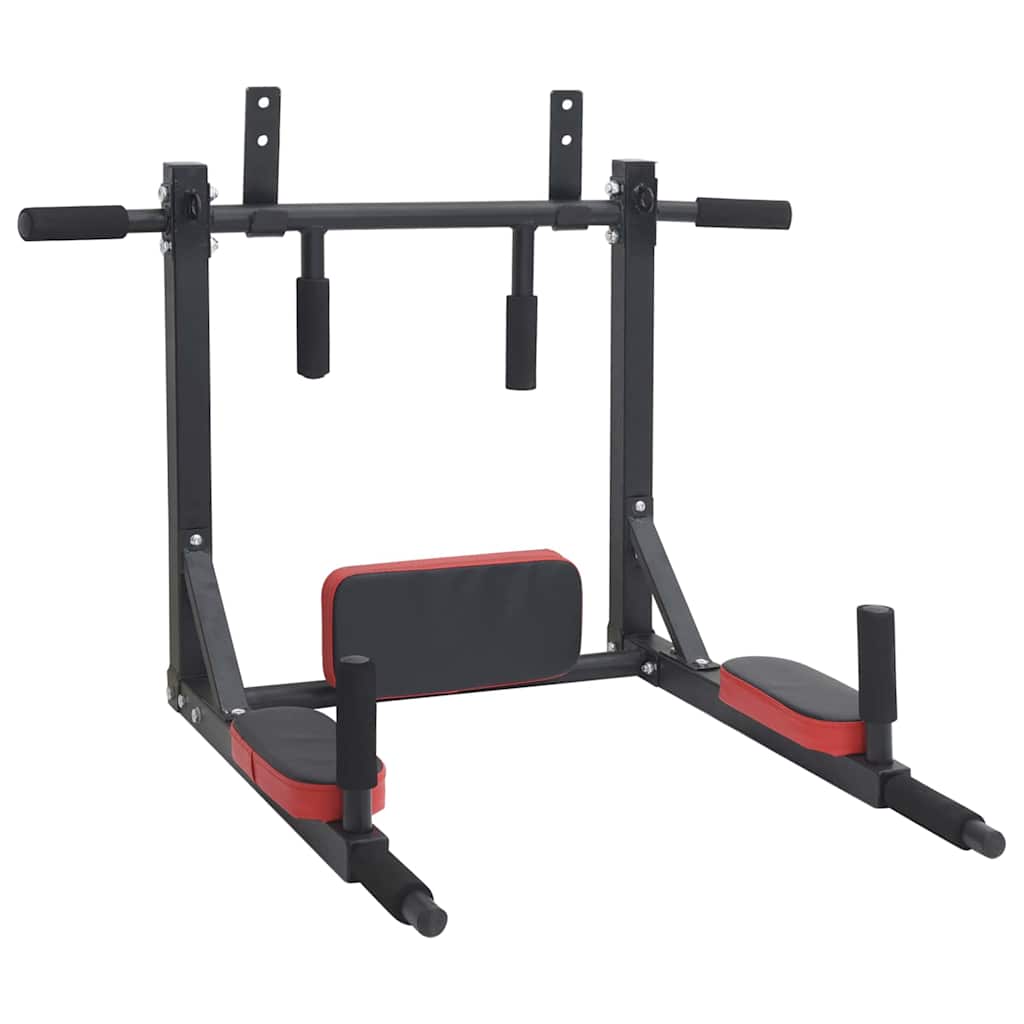 Pull Up Bar Dip Station Black and Red 89 x 59 x 70 cm
