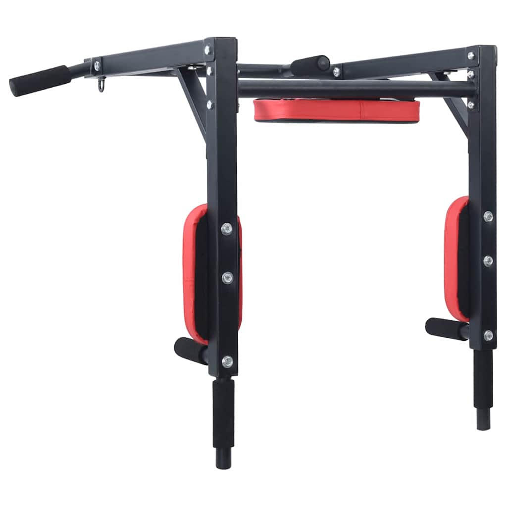 Pull Up Bar Dip Station Black and Red 89 x 59 x 70 cm