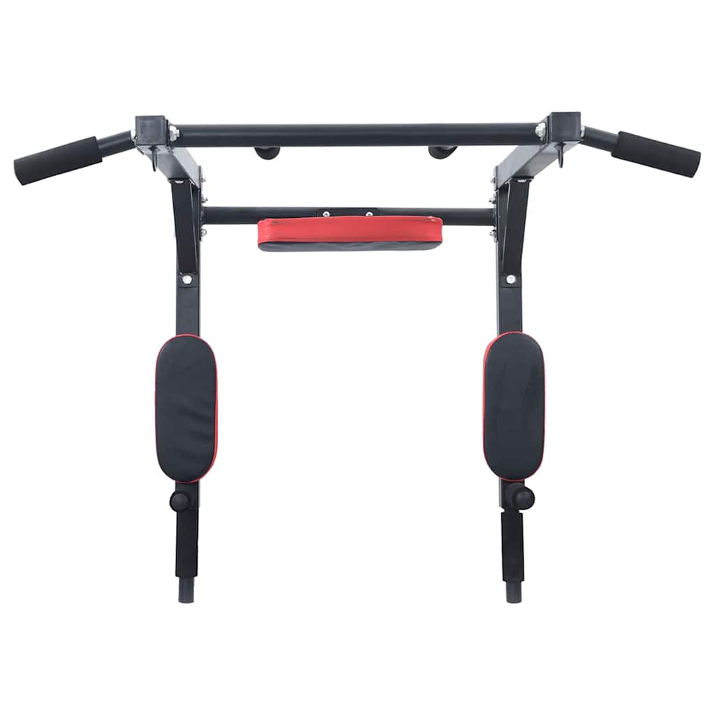 Pull Up Bar Dip Station Black and Red 89 x 59 x 70 cm