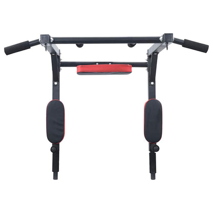 Pull Up Bar Dip Station Black and Red 89 x 59 x 70 cm