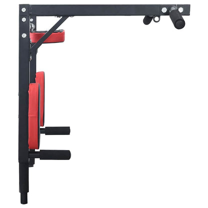 Pull Up Bar Dip Station Black and Red 89 x 59 x 70 cm