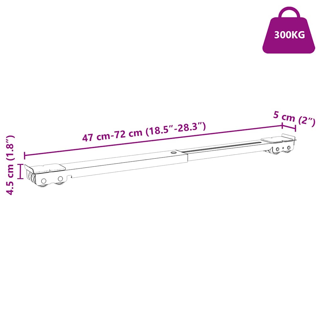 Washing Machine Base Manual 2 pcs Silver 72 x 5 x 4.5 cm