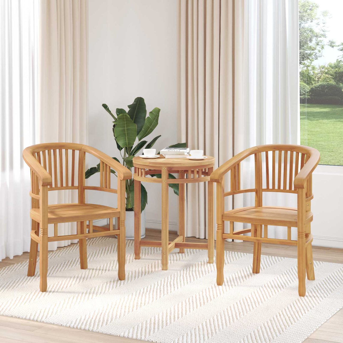 Chair 2 pcs Brown 63 x 58 x 89 cm Solid Teak Wood