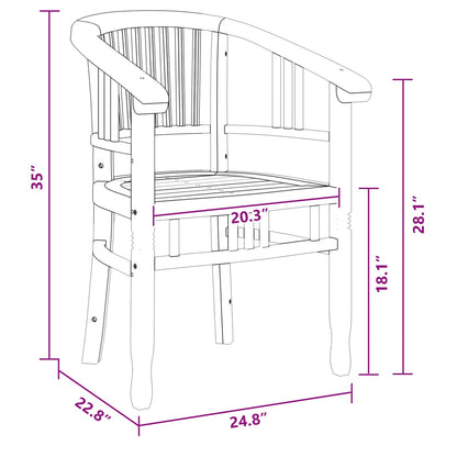 Chair 2 pcs Brown 63 x 58 x 89 cm Solid Teak Wood