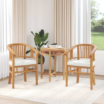 Chair with Cushion 2 pcs Brown 63 x 58 x 89 cm Solid Teak Wood