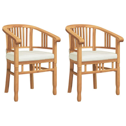 Chair with Cushion 2 pcs Brown 63 x 58 x 89 cm Solid Teak Wood