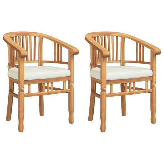 Chair with Cushion 2 pcs Brown 63 x 58 x 89 cm Solid Teak Wood