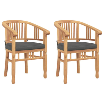 Chair with Cushion 2 pcs Brown 63 x 58 x 89 cm Solid Teak Wood