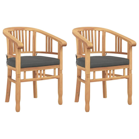 Chair with Cushion 2 pcs Brown 63 x 58 x 89 cm Solid Teak Wood