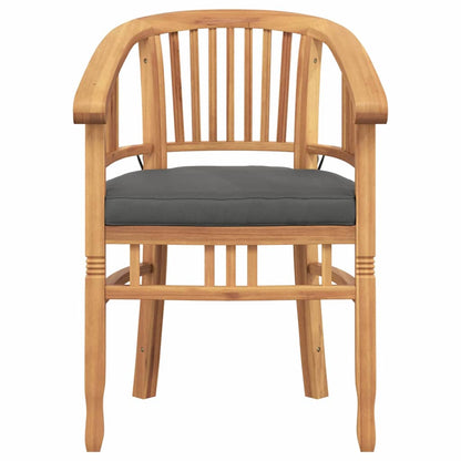 Chair with Cushion 2 pcs Brown 63 x 58 x 89 cm Solid Teak Wood