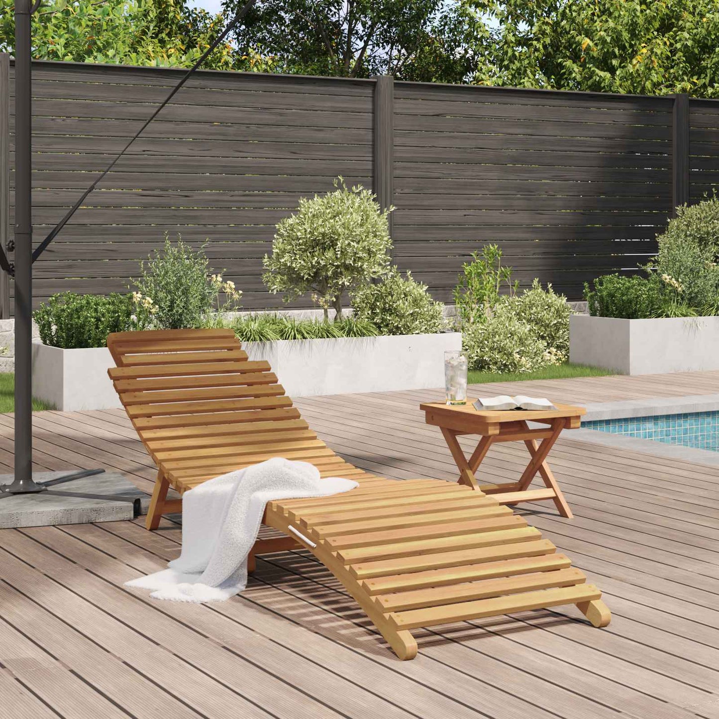 Sun Lounger Brown 198 x 55 x 58.5 cm Solid Teak Wood