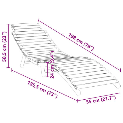 Sun Lounger Brown 198 x 55 x 58.5 cm Solid Teak Wood