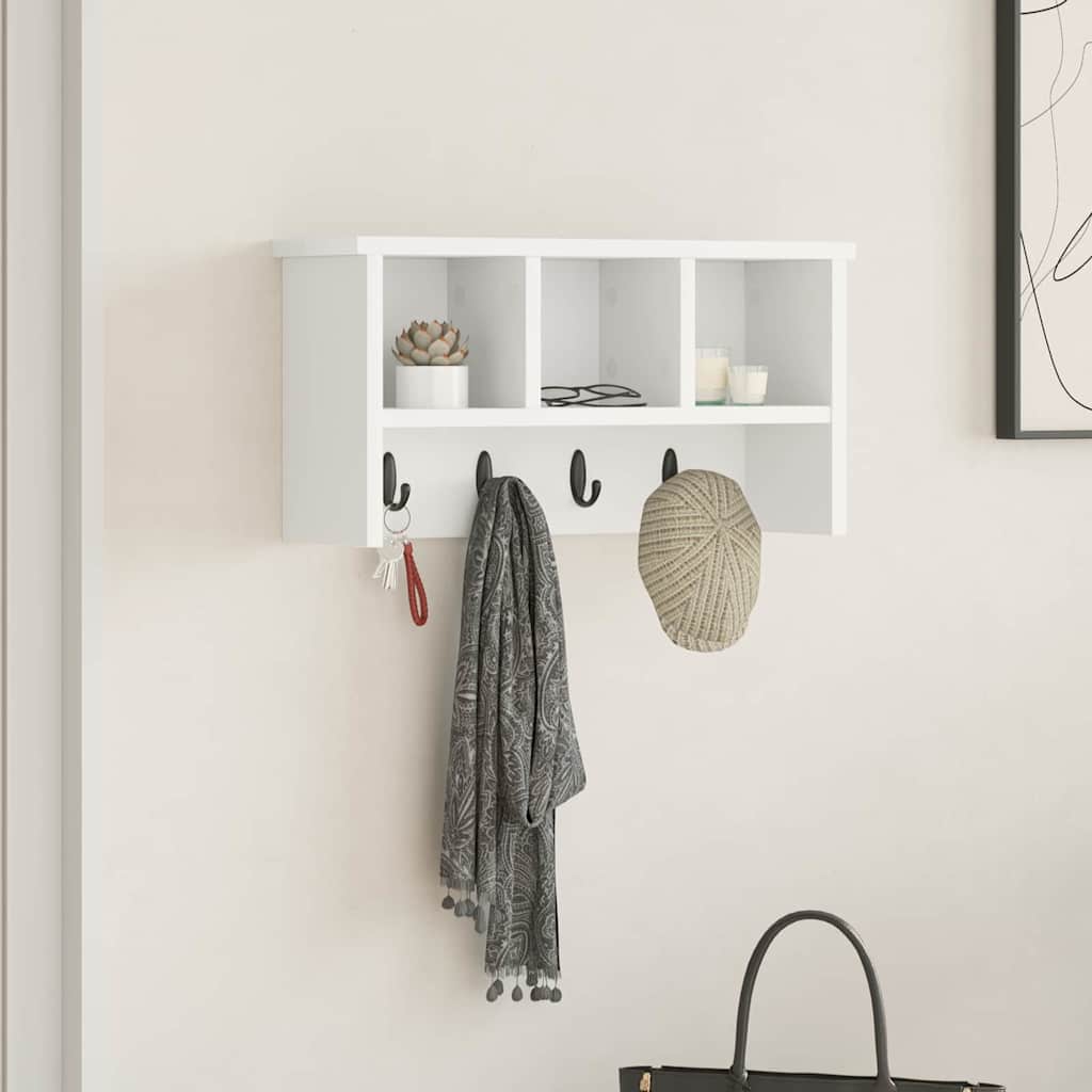 Wall-Mounted Coat Rack Wall-Mounted White 50 x 16 x 26 cm