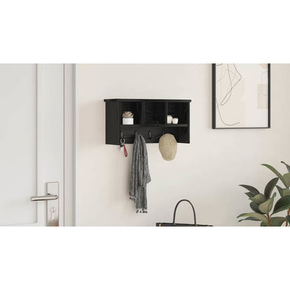 Wall-Mounted Coat Rack with Shelf Black Oak 50 x 16 x 26 cm