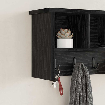 Wall-Mounted Coat Rack with Shelf Black Oak 50 x 16 x 26 cm