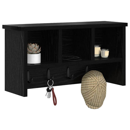Wall-Mounted Coat Rack with Shelf Black Oak 50 x 16 x 26 cm