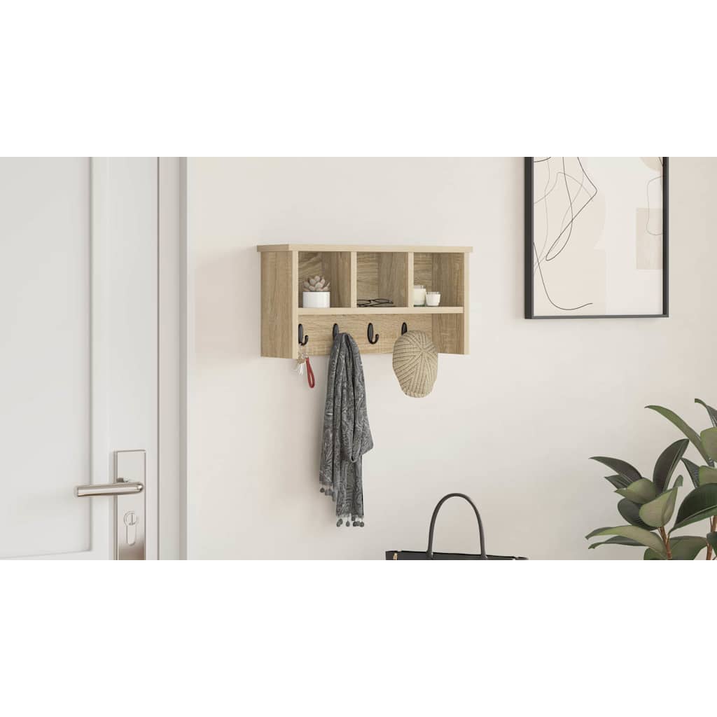 Wall-Mounted Coat Rack with Shelf Sonoma Oak 50 x 16 x 26 cm