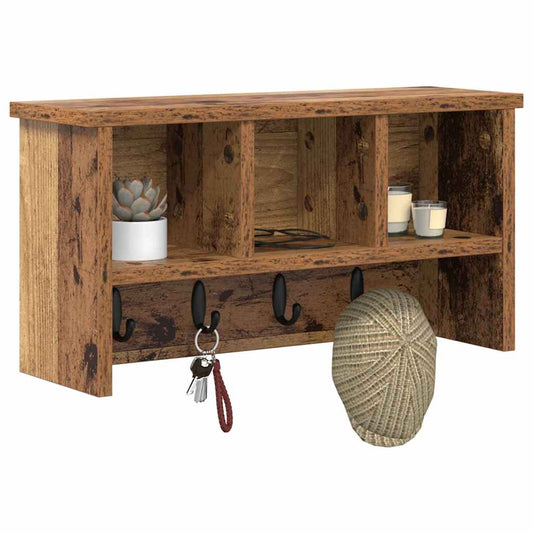 Wall-Mounted Coat Rack Wall-Mounted Old Wood 50 x 16 x 26 cm