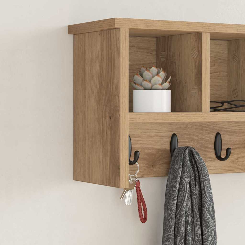 Wall-Mounted Coat Rack with Shelf Artisan Oak 50 x 16 x 26 cm
