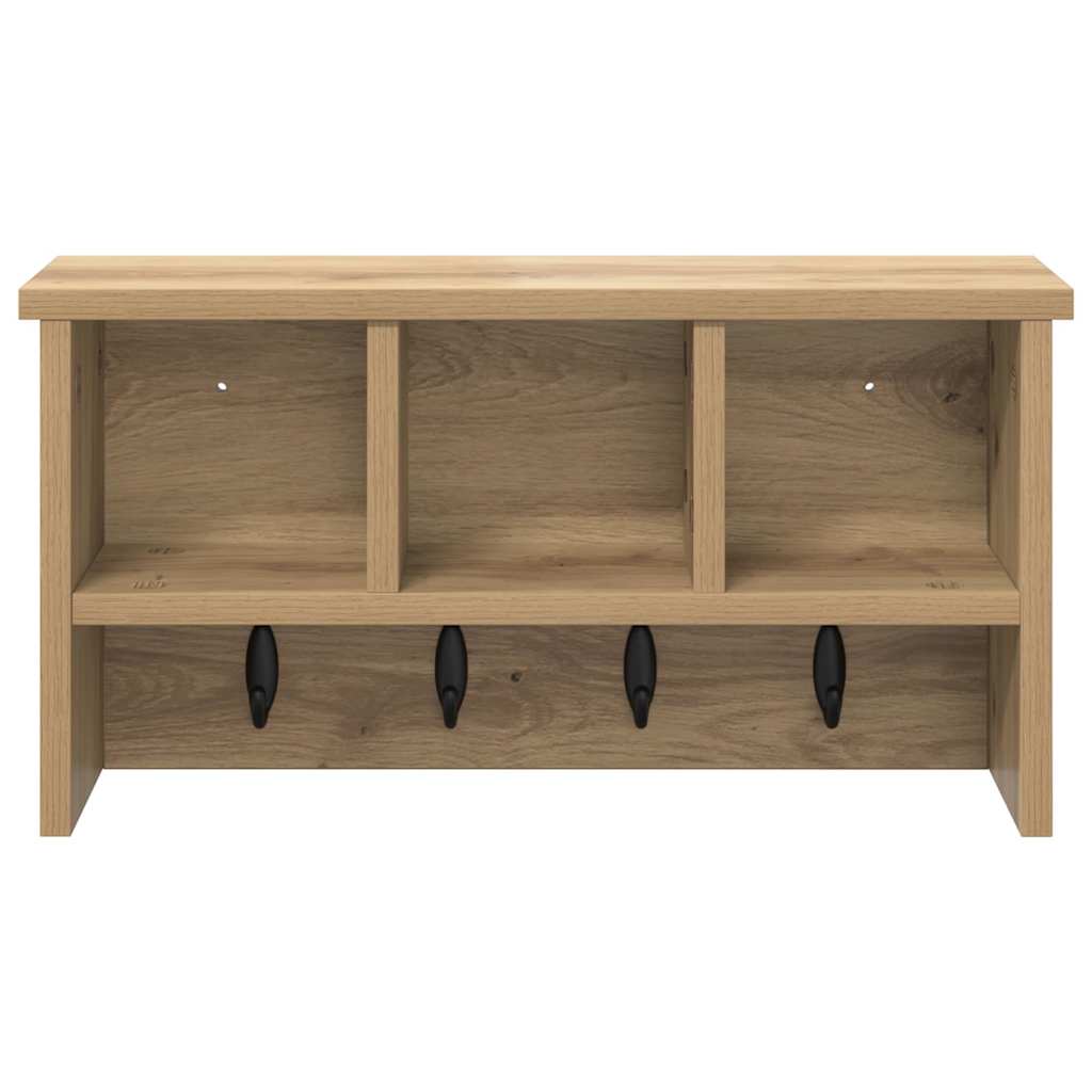 Wall-Mounted Coat Rack with Shelf Artisan Oak 50 x 16 x 26 cm