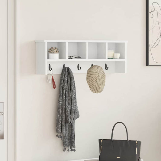 Wall-Mounted Coat Rack White 75 x 16 x 26 cm Engineered wood
