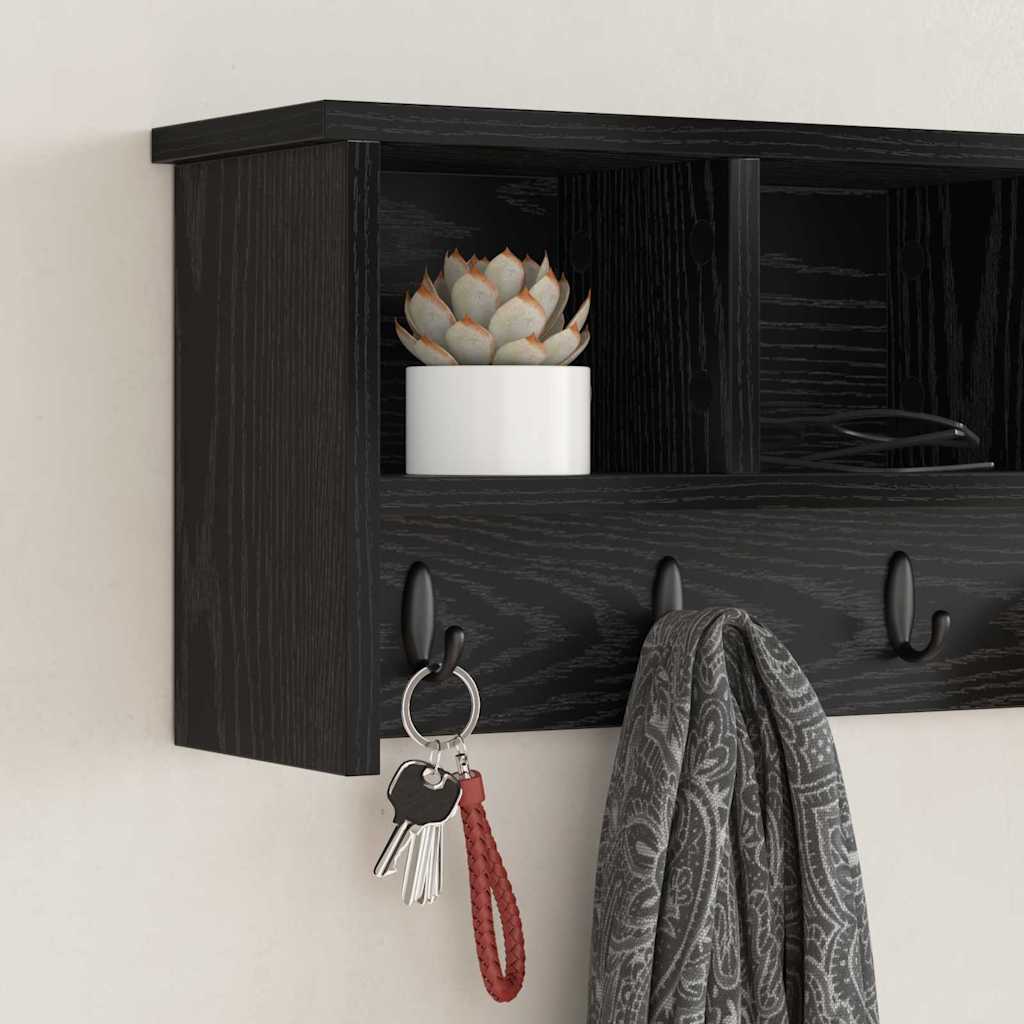 Wall-Mounted Coat Rack Wall-Mounted Black Oak 75 x 16 x 26 cm