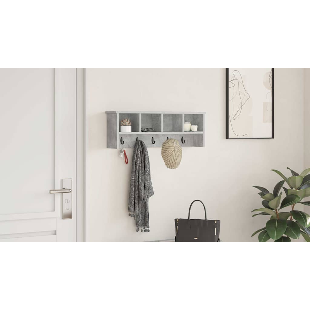 Wall-Mounted Coat Rack with Shelf Concrete Grey 75 x 16 x 26 cm