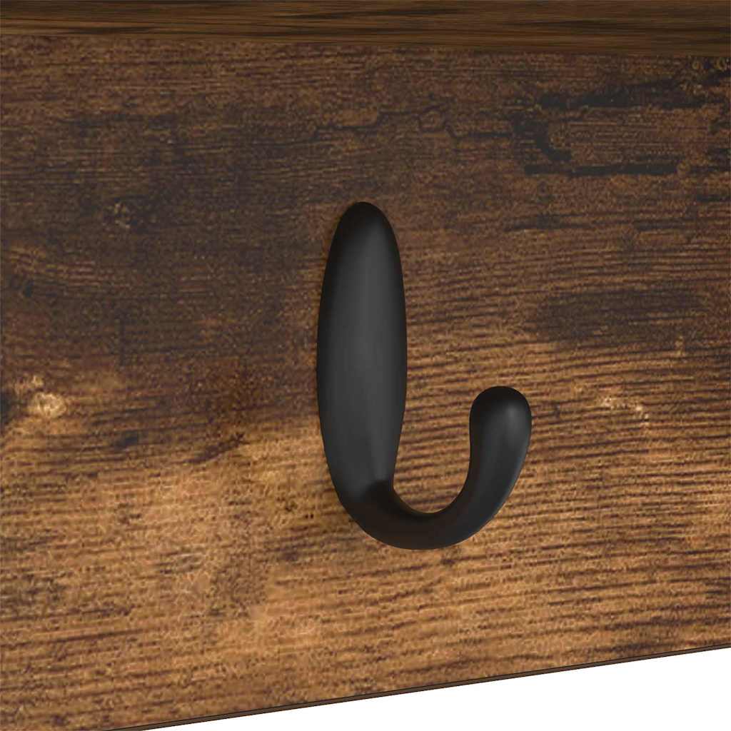 Wall-Mounted Coat Rack with Shelf Smoked oak 75 x 16 x 26 cm