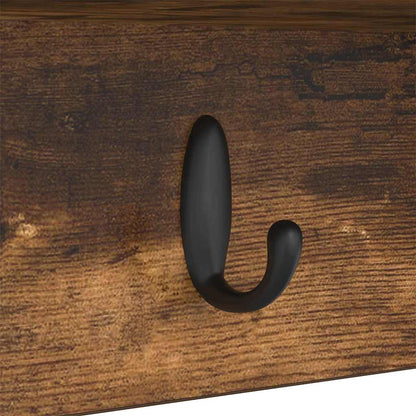 Wall-Mounted Coat Rack with Shelf Smoked oak 75 x 16 x 26 cm