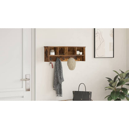 Wall-Mounted Coat Rack with Shelf Smoked Oak 75 x 16 x 26 cm