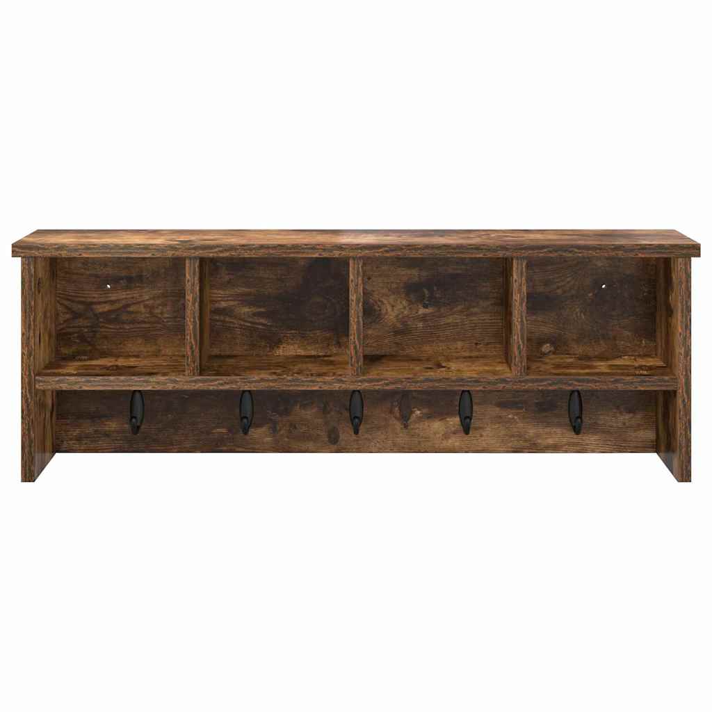Wall-Mounted Coat Rack with Shelf Smoked oak 75 x 16 x 26 cm