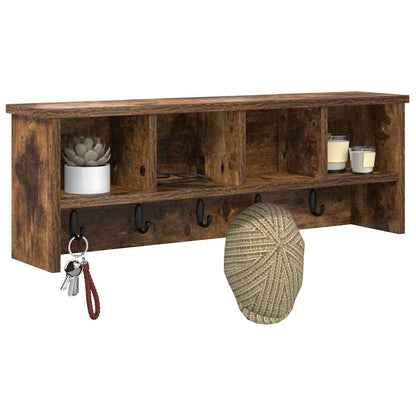 Wall-Mounted Coat Rack with Shelf Smoked oak 75 x 16 x 26 cm