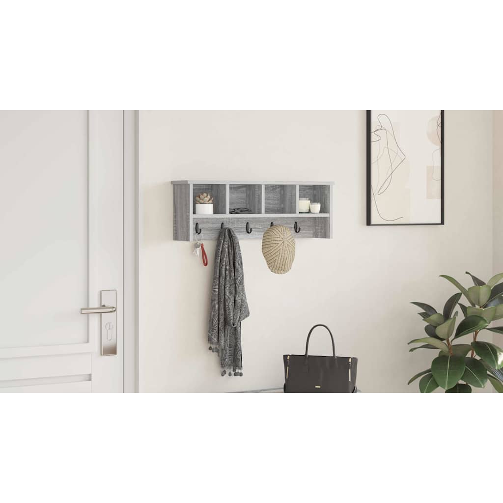Wall-Mounted Coat Rack with Shelf Grey Sonoma 75 x 16 x 26 cm
