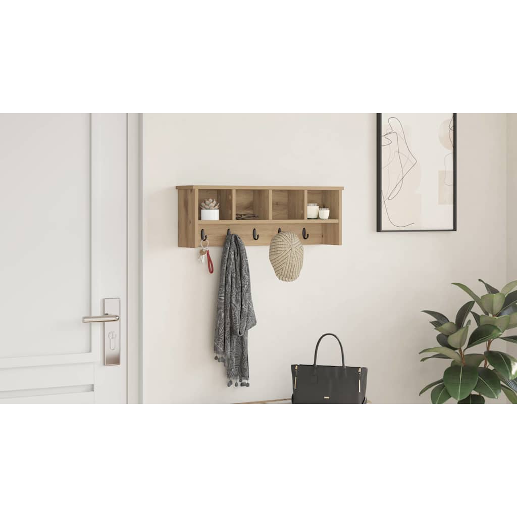 Wall-Mounted Coat Rack with Shelf Artisan Oak 75 x 16 x 26 cm
