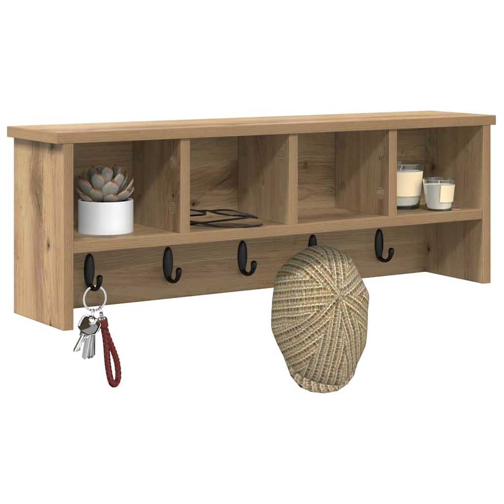 Wall-Mounted Coat Rack with Shelf Artisan Oak 75 x 16 x 26 cm