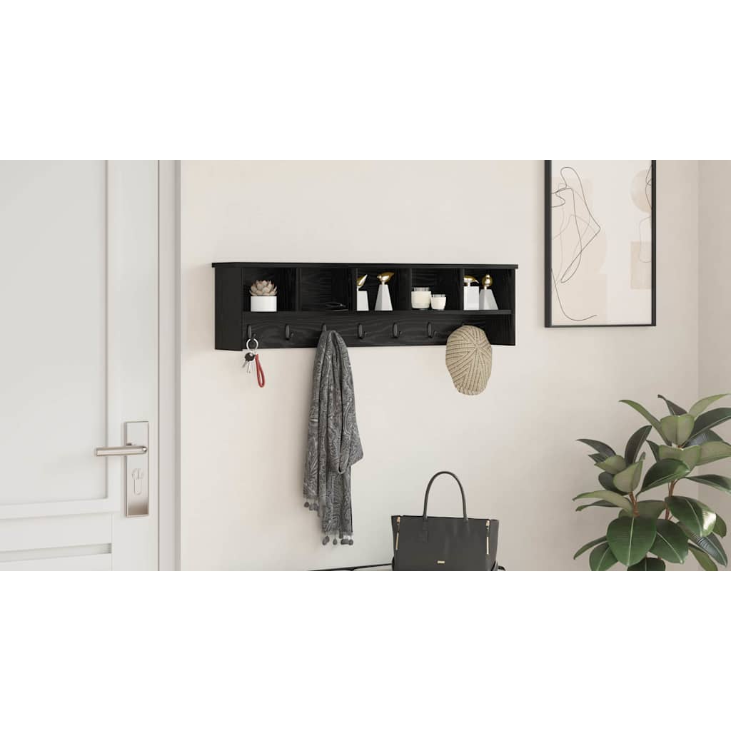 Wall-Mounted Coat Rack with Shelf Black Oak 100 x 16 x 26 cm