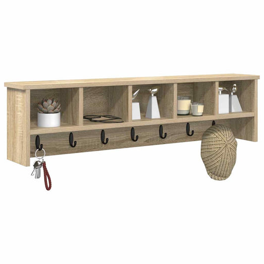 Wall-Mounted Coat Rack with Shelf Sonoma Oak 100 x 16 x 26 cm