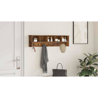 Wall-Mounted Coat Rack with Shelf Smoked Oak 100 x 16 x 26 cm