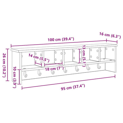 Wall-Mounted Coat Rack Wall-Mounted Smoked Oak 100 x 16 x 26 cm