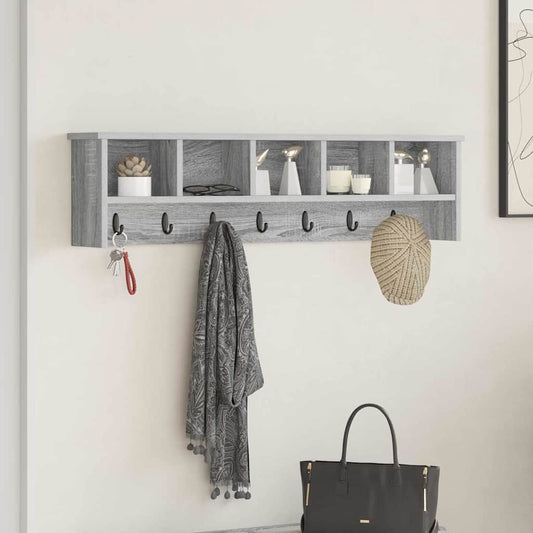 Wall-Mounted Coat Rack with Shelf Grey Sonoma 100 x 16 x 26 cm