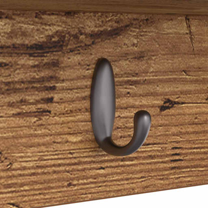Wall-Mounted Coat Rack with Shelf Old Wood 100 x 16 x 26 cm