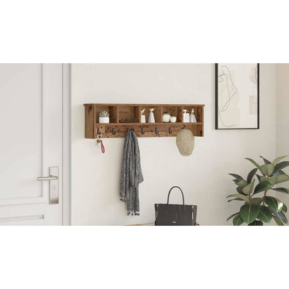 Wall-Mounted Coat Rack with Shelf Old Wood 100 x 16 x 26 cm