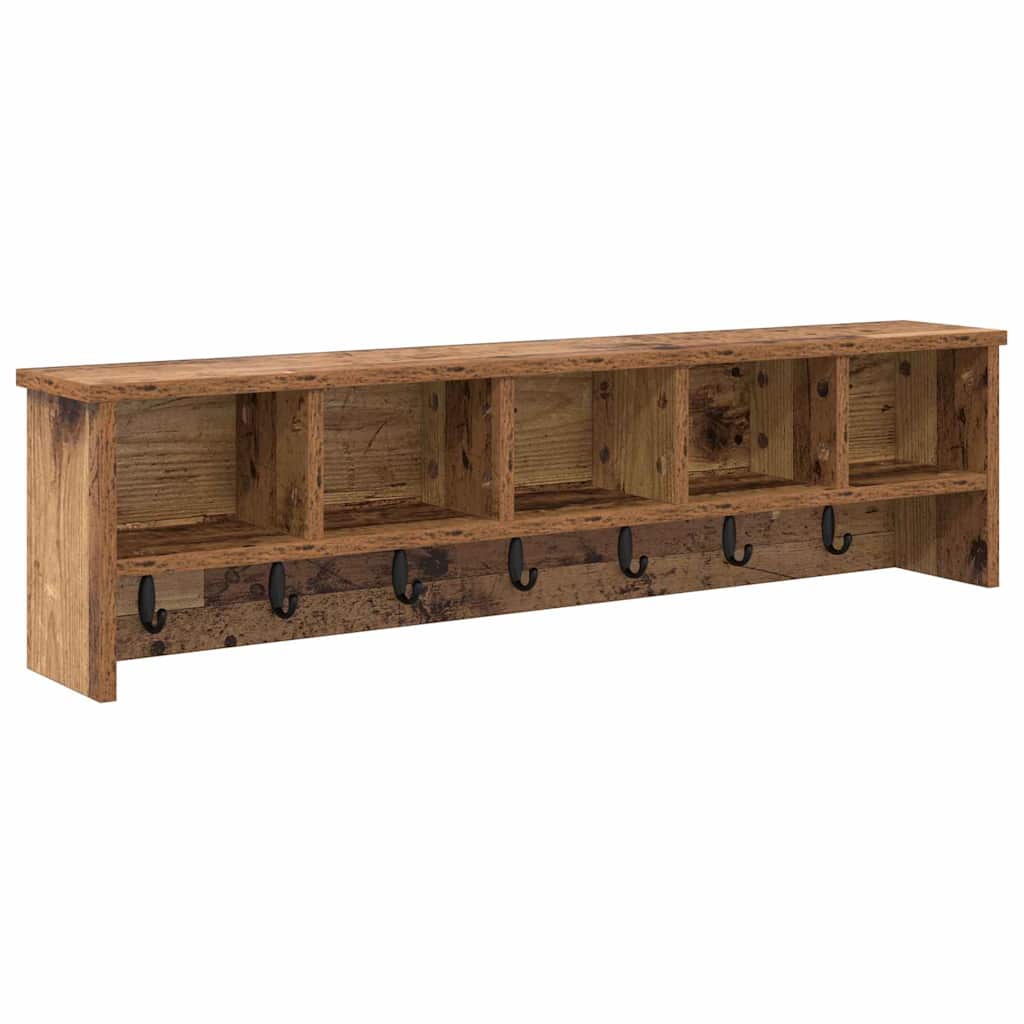 Wall-Mounted Coat Rack with Shelf Old Wood 100 x 16 x 26 cm