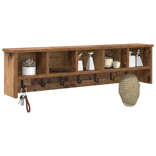Wall-Mounted Coat Rack with Shelf Old Wood 100 x 16 x 26 cm