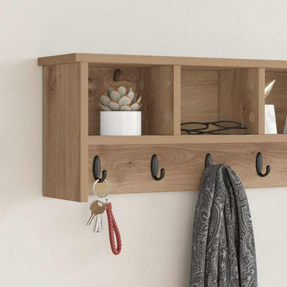Wall-Mounted Coat Rack with Shelf Artisan Oak 100 x 16 x 26 cm