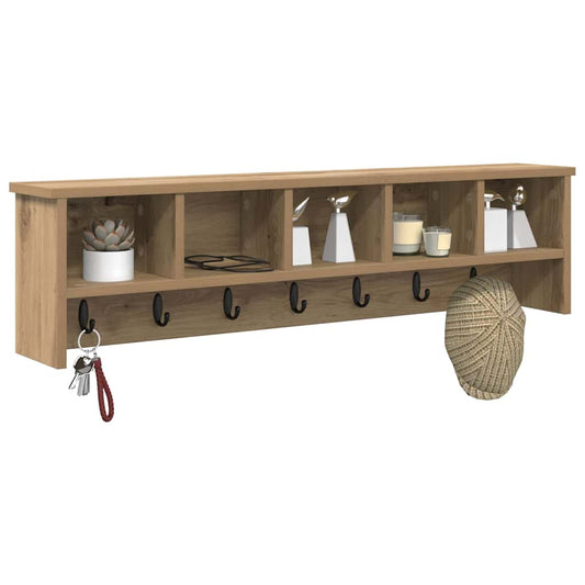 Wall-Mounted Coat Rack with Shelf Artisan Oak 100 x 16 x 26 cm