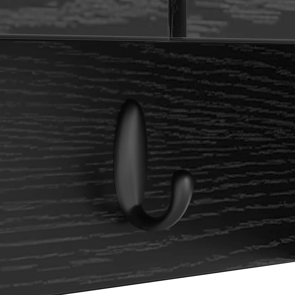 Wall-Mounted Coat Rack with Shelf Black Oak 50 x 20 x 30 cm