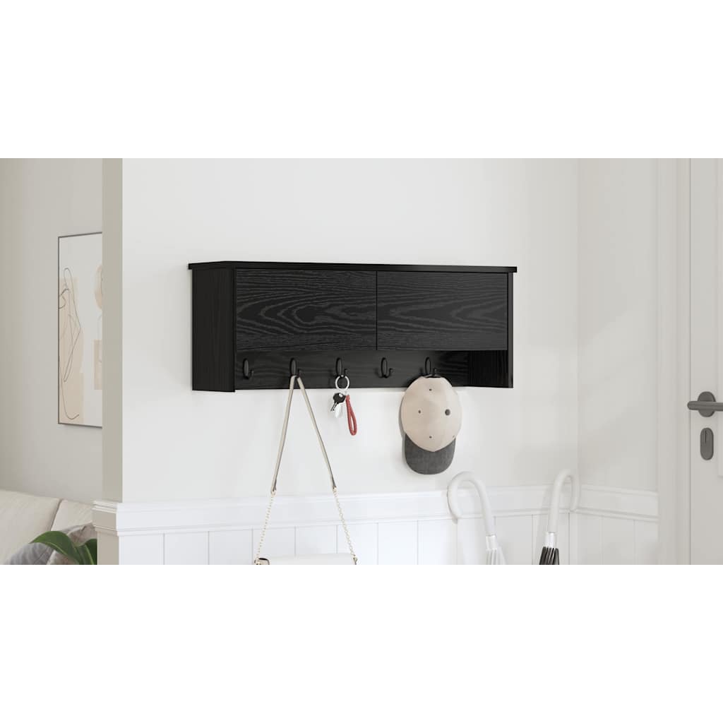 Wall-Mounted Coat Rack with Shelf Black Oak 80 x 20 x 30 cm