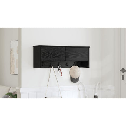 Wall-Mounted Coat Rack with Shelf Black Oak 80 x 20 x 30 cm