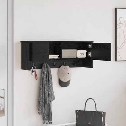 Wall-Mounted Coat Rack with Shelf Black Oak 80 x 20 x 30 cm